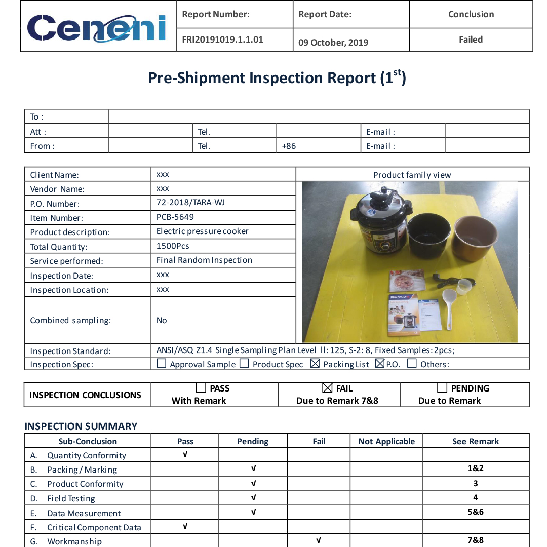 Sample Report for E&E