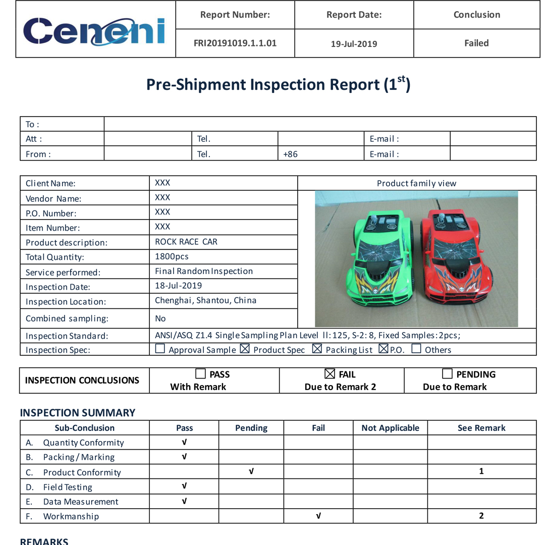 Sample Report for Hardline